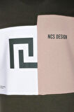 Erkek Sweatshirt Haki Monogram Desenli Logo Detaylı Relaxed Fit Crewneck NCS JEANS 1625