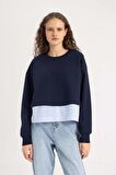 DeFacto Relax Fit Bisiklet Yaka Etek Ucu Detaylı Basic Düz Kalın Sweatshirt C1285AX24SPNV251