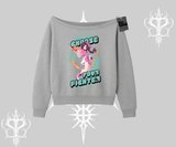 Kayık Yaka Sweatshirt Oversize  Anime Kız Desenli Japon Stil