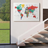 Harita Sepeti Türkçe Dünya Haritası Dekoratif Kanvas Tablo Son Derece Detaylı 1627