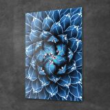 Decovetro Cam Tablo Mavi Çiçek Desenli