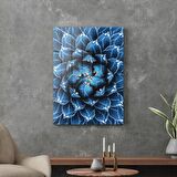 Decovetro Cam Tablo Mavi Çiçek Desenli