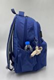 Kolon Detaylı Suya Dayanıklı Saten Kumaş Lacivert Renk Büyük Boy Unisex Sırt Seyahat Okul Çantası / 1635