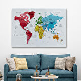 Harita Sepeti Türkçe Dünya Haritası Dekoratif Kanvas Tablo Son Derece Detaylı 1633