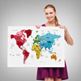 Harita Sepeti Türkçe Dünya Haritası Dekoratif Kanvas Tablo Son Derece Detaylı 1633