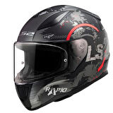 LS2 RAPID 2 CIRCLE MAT SİYAH-KIRMIZI 