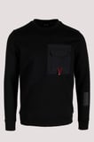 Erkek Sweatshirt Siyah Ön Cep Detaylı Relaxed Fit Double Face Crewneck NCS JEANS 1640