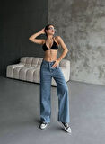 Palazzo Jeans Pantalon - Mavi