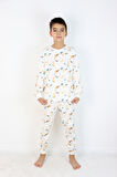 Erkek Çocuk Baskılı interlok Kumaş Uzun Kollu Pijama Takımı