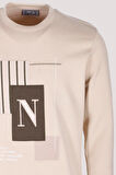 Erkek Sweatshirt Bej Relaxed Fit Double Face N Aplike Sargı Nakış Logo Detaylı Crewneck NCS JEANS 1649