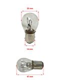 12V 21/5W 1016 Çift Duy, Şaşı Düz Tırnak Stop, Sinyal ve Far Ampulü 10 Adet