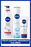 Nivea Gelin Çeyiz Seti, Repair&Care Vücut Losyonu 400ml, Deodorant 150ml, El Bakım Kremi 75ml, Kuru Cilt