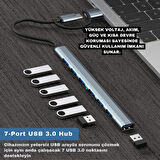 Coofbe 7in1 Usb Ve Type-C Girişli Usb Çoğaltıcı 7in1 USB 3.0 Çoğaltıcı Type-c To Usb Çevirici Akım Korumalı