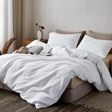 Çift Kişilik Fermuarlı Beyaz Yorgan Kılıfı Nevresim & Astar 200x220 Cm Sık Dokuma Kumaş
