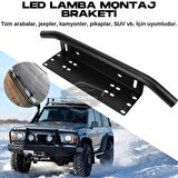 Her Araca Uyumlu Plaka Altlığı ve Koruma Demiri Sis Ayağı SUV 4X4 Off Road Led Montaj Braketi Plakalık Led Bağlantı Ayağı Krom