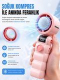 199 Kademeli Şarjlı El Vantilatörü Soğutmalı Mini Fan Dijital Ekranlı Type-C Şarjlı Taşınabilir El Fanı Boyun Askılı Pembe