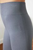 Fitilli Seamless Çizgili Tayt Yüksek Bel Dayanıklı Örme Kumaş Spor Tayt Toparlayıcı