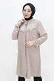 Kristal Kumaş Yakası Taşlı Tesettür Tunik