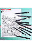 uni ball pin 0,05-0.3-0.8 Teknik Çizim Kalemi Siyah