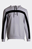 Erkek Sweatshirt Kapüşonlu Yan Fermuar Detaylı Sportswear Beyaz 1658