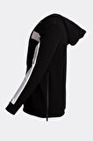 Erkek Sweatshirt Kapüşonlu Yan Fermuar Detaylı Sportswear Siyah 1658