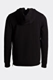 Erkek Sweatshirt Kapüşonlu Yan Fermuar Detaylı Sportswear Siyah 1658