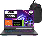 ASUS ROG Strix G17 AMD Ryzen 9 7845HX 32GB 1TB SSD 8GB-RTX4060 140W 17.3 inç WQHD 240Hz 3MS Freedos Taşınabilir Bilgisayar G713PV-LL091-F03 +WeblegelsinÇanta