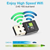 Schulzz 600 Mbps USB Mini Wifi Adaptörü RTL811 5GHz Kablosuz Alıcı