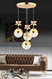 Litra Lighting Kelebek 4'lü Gold 3 Renk Kademeli Sarkıt Ledli Kristal Taşlı Led Avize