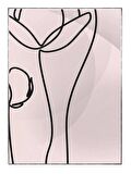 Shop365 Doğa Çiçek Çizim Pembe Renkler Modern İllüstrasyon Tablo Çerçeveli P-000327