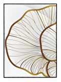 Shop365 Lotus Çiçeği ve Yaprakları Çizim Altın Gold Renkler Modern Tablo Çerçeveli P-000829