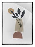 Shop365 Saksıda Yapraklar Açık Tonlar Modern Tablo Çerçeveli P-000914