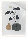 Shop365 Saksıda Yapraklar Açık Tonlar Modern Tablo Çerçeveli P-000915