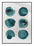 Shop365 Şekiller Gri Mavi Renkler Modern Tablo Çerçeveli P-000941