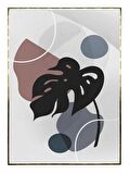 Shop365 Yapraklar ve Şekiller Karışık Renkler Modern Tablo Çerçeveli P-000999