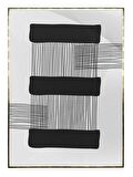 Shop365 Şekiller ve Çizgiler Mavi Gri Siyah Renkler Modern Tablo Çerçeveli P-001907