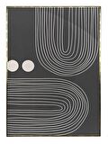 Shop365 Güneş ve Çizgiler Krem Gri Renkler Modern Tablo Çerçeveli P-002126