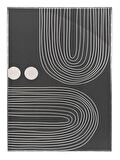 Shop365 Güneş ve Çizgiler Krem Gri Renkler Modern Tablo Çerçeveli P-002126