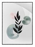 Shop365 Bitki Yapraklar ve Şekiller Modern Tablo Çerçeveli P-002266