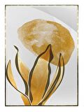 Shop365 Altın Gold Renkli Yapraklar ve Şekiller Modern Tablo Çerçeveli P-002515