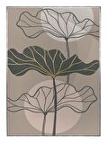 Shop365 Nilüfer Çiçek Gold Altın Pastel Renkler Modern İllüstrasyon Tablo Çerçeveli P-002577