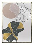 Shop365 Nilüfer Çiçek Gold Altın Pastel Renkler Modern İllüstrasyon Tablo Çerçeveli P-002578