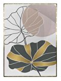 Shop365 Nilüfer Çiçek Gold Altın Pastel Renkler Modern İllüstrasyon Tablo Çerçeveli P-002580