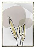 Shop365 Altın Gold Renkli Yapraklar ve Şekiller Modern Tablo Çerçeveli P-002615