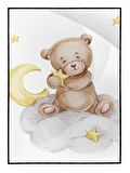 Shop365 Bulutların Üzerinde Elinde Yıldızla Sevimli Ayıcık Çocuk Illüstrasyon Poster P-002957
