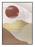 Shop365 Dağ Manzara Altın Tonları Modern Tablo Çerçeveli P-002983