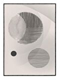 Shop365 Ay Şekiller Siyah Gri Renkler Modern Tablo Çerçeveli P-003392