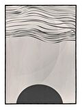 Shop365 Ay ve Çizgiler Siyah Gri Renkler Modern Tablo Çerçeveli P-003406