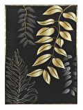 Shop365 Yapraklar Siyah Gold Altın Renkler Modern Tablo Çerçeveli P-004069