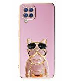 Gpack Samsung Galaxy A12 Kılıf Kamera Korumalı Köpek Desenli Standlı Silikon